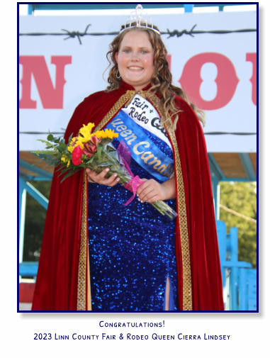 Congratulations!  2023 Linn County Fair & Rodeo Queen Cierra Lindsey